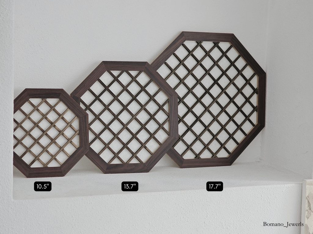 Hanok Touch Octagon Large Wooden Crafted Window Frame 17"