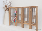 Ecru Mini Wooden Folding Screen Divider