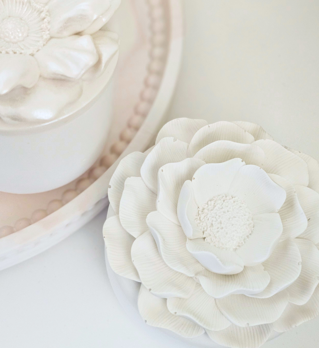 Hand-poured Marble Peony Jewelry Box Medium sz