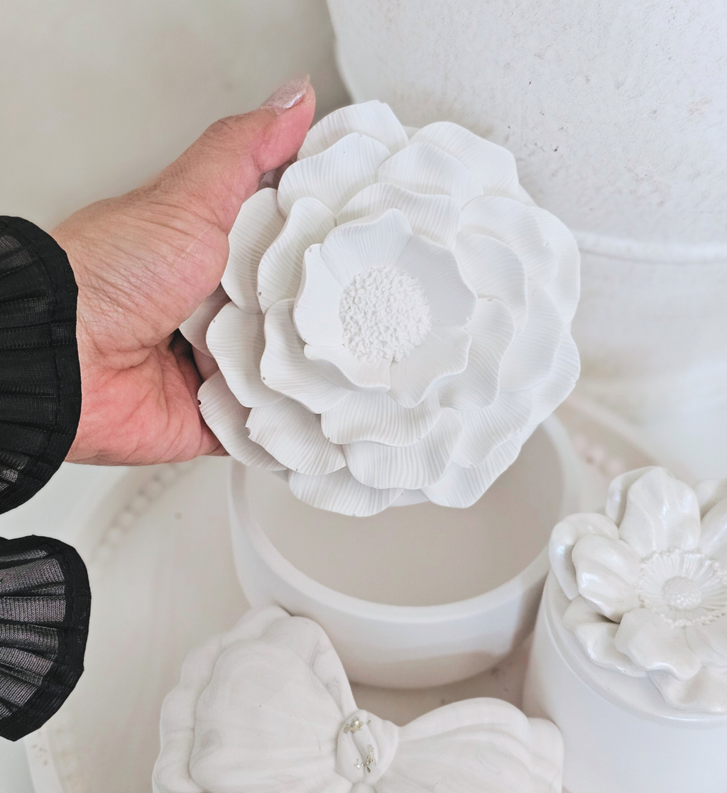 Hand-poured Marble Peony Jewelry Box Large sz