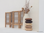 Ecru Mini Wooden Folding Screen Divider