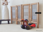 Ecru Mini Wooden Folding Screen Divider
