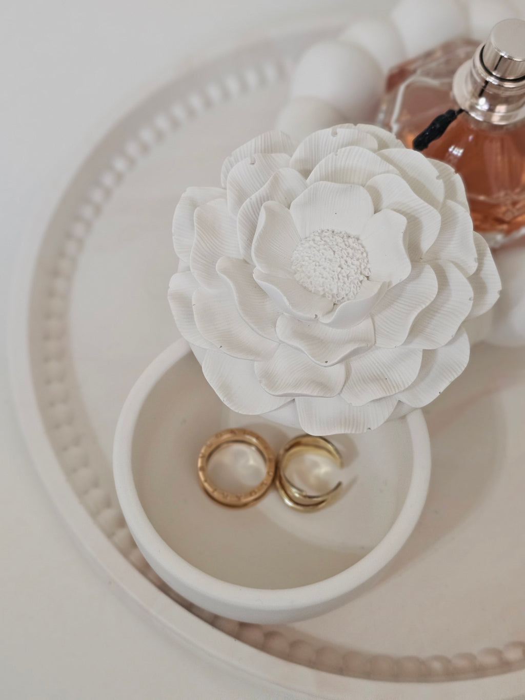 Hand-poured Marble Peony Jewelry Box Medium sz