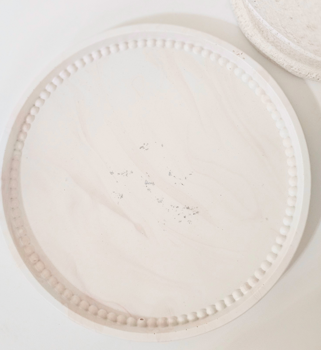 Hand-poured Marble Beaded Round Tray