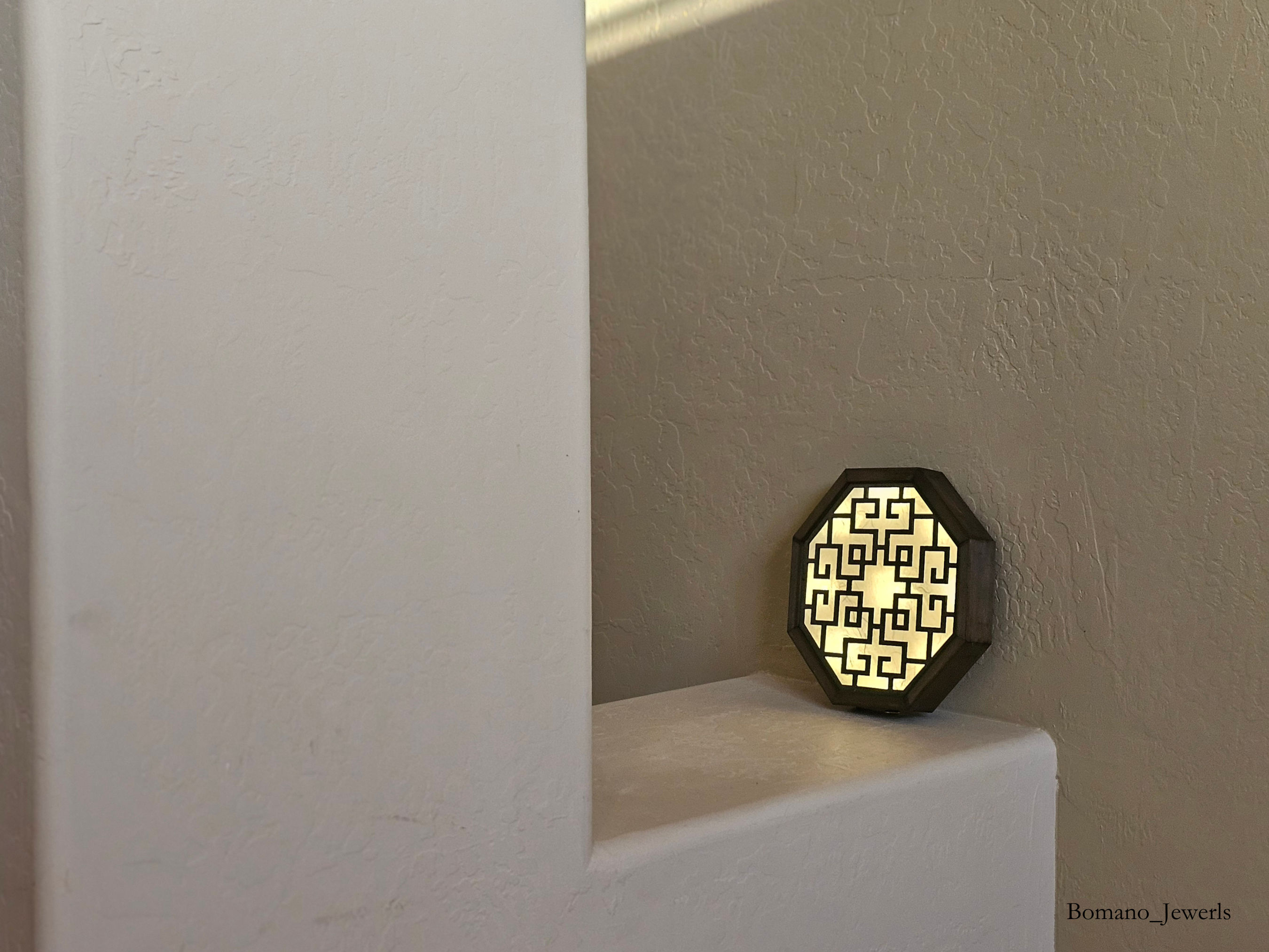 Bam Wood Octagon Wall Sconce Light Battery Operated