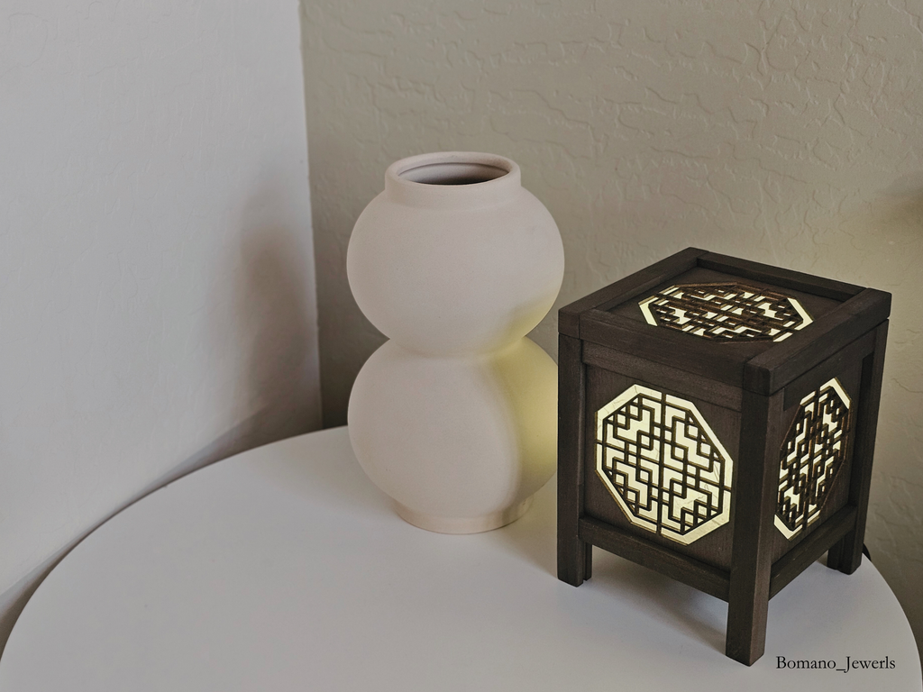 Bam Wood Shade Lantern Decor Lighting Bedroom USB Power