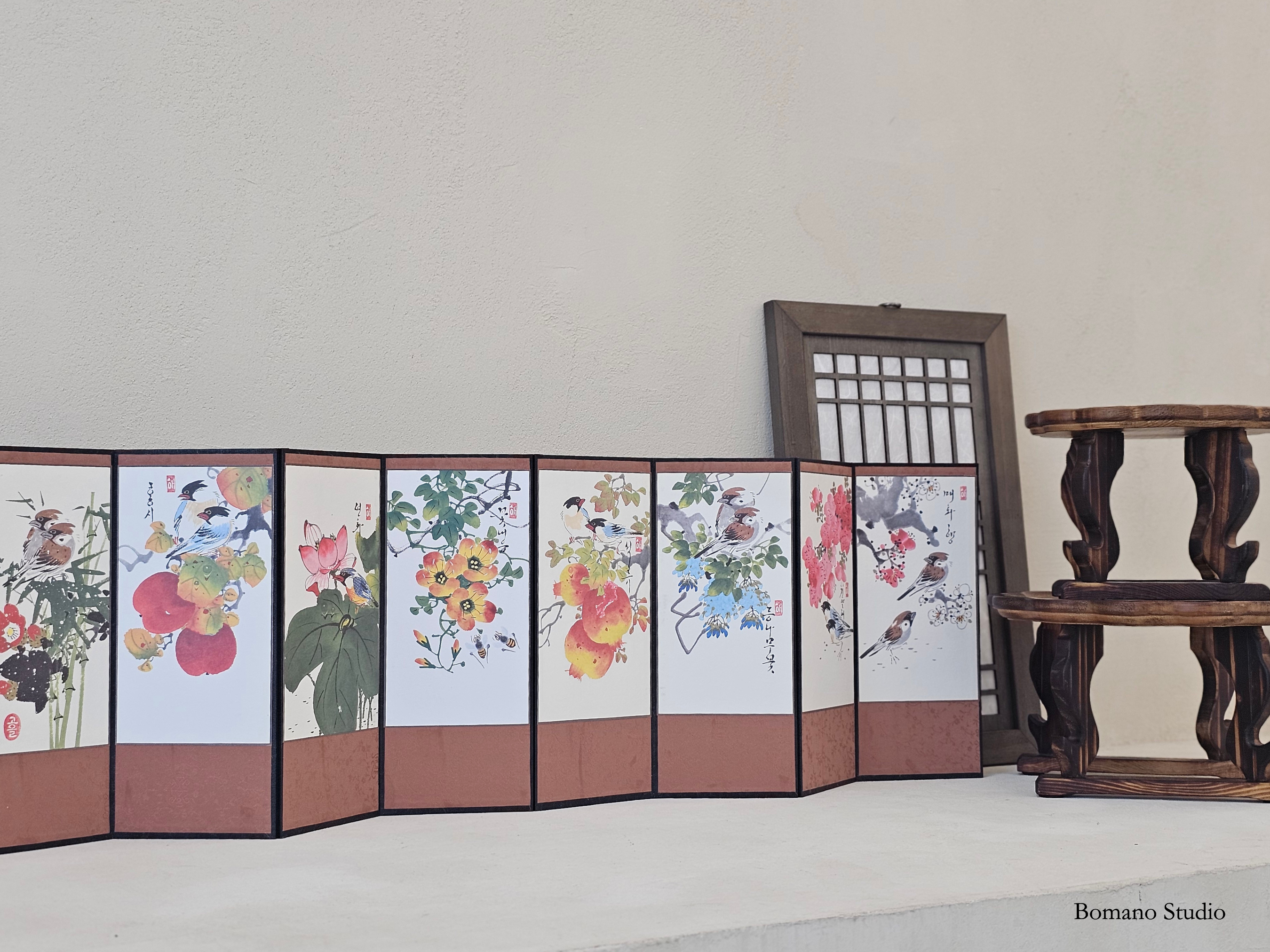 Blossom Bird Folding Screen