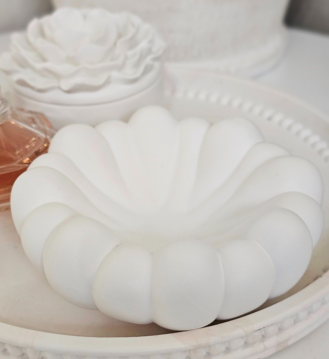 Hand-poured Scalloped Flower Bowl