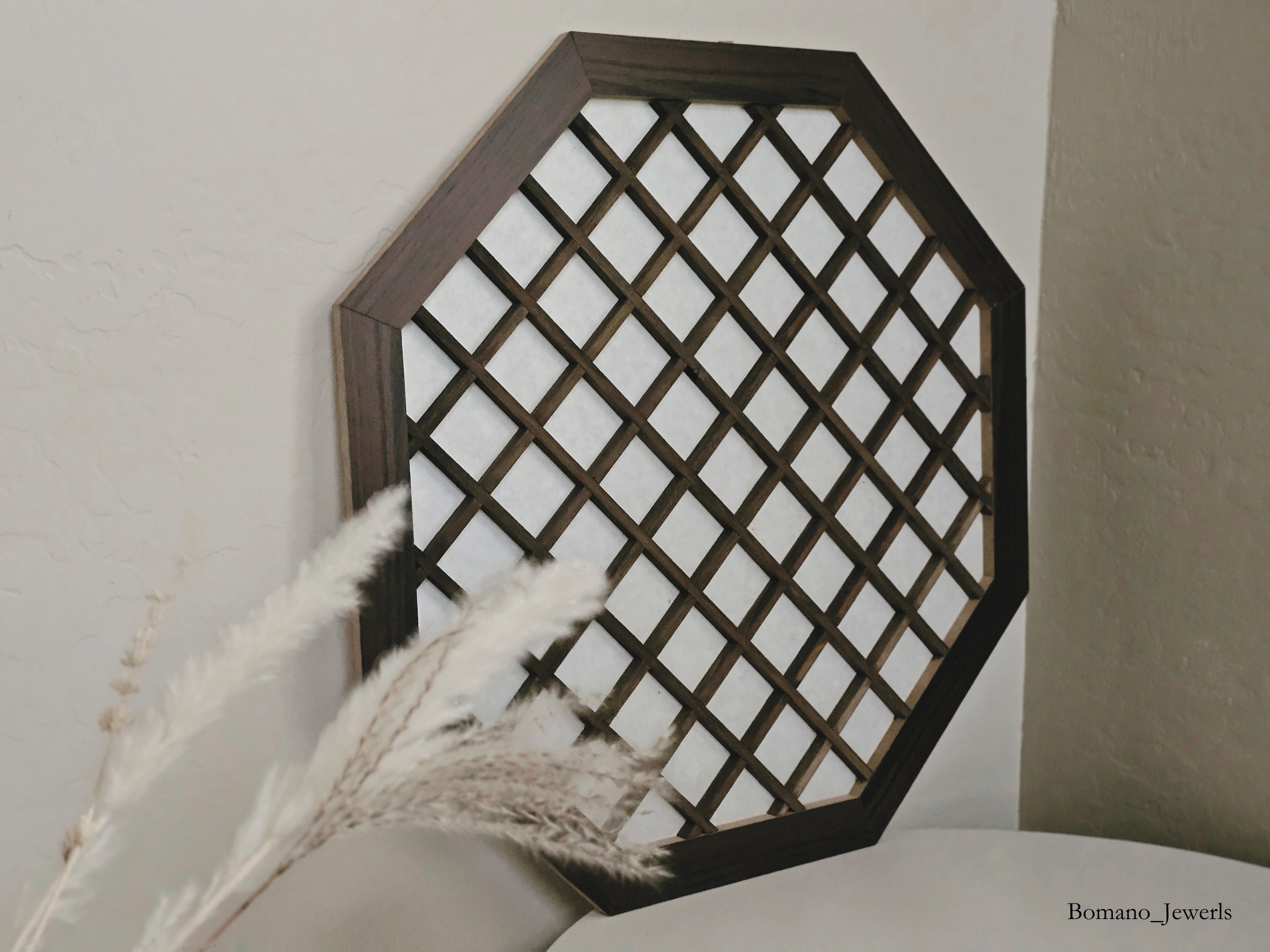 Hanok Touch Octagon Large Wooden Crafted Window Frame 17"