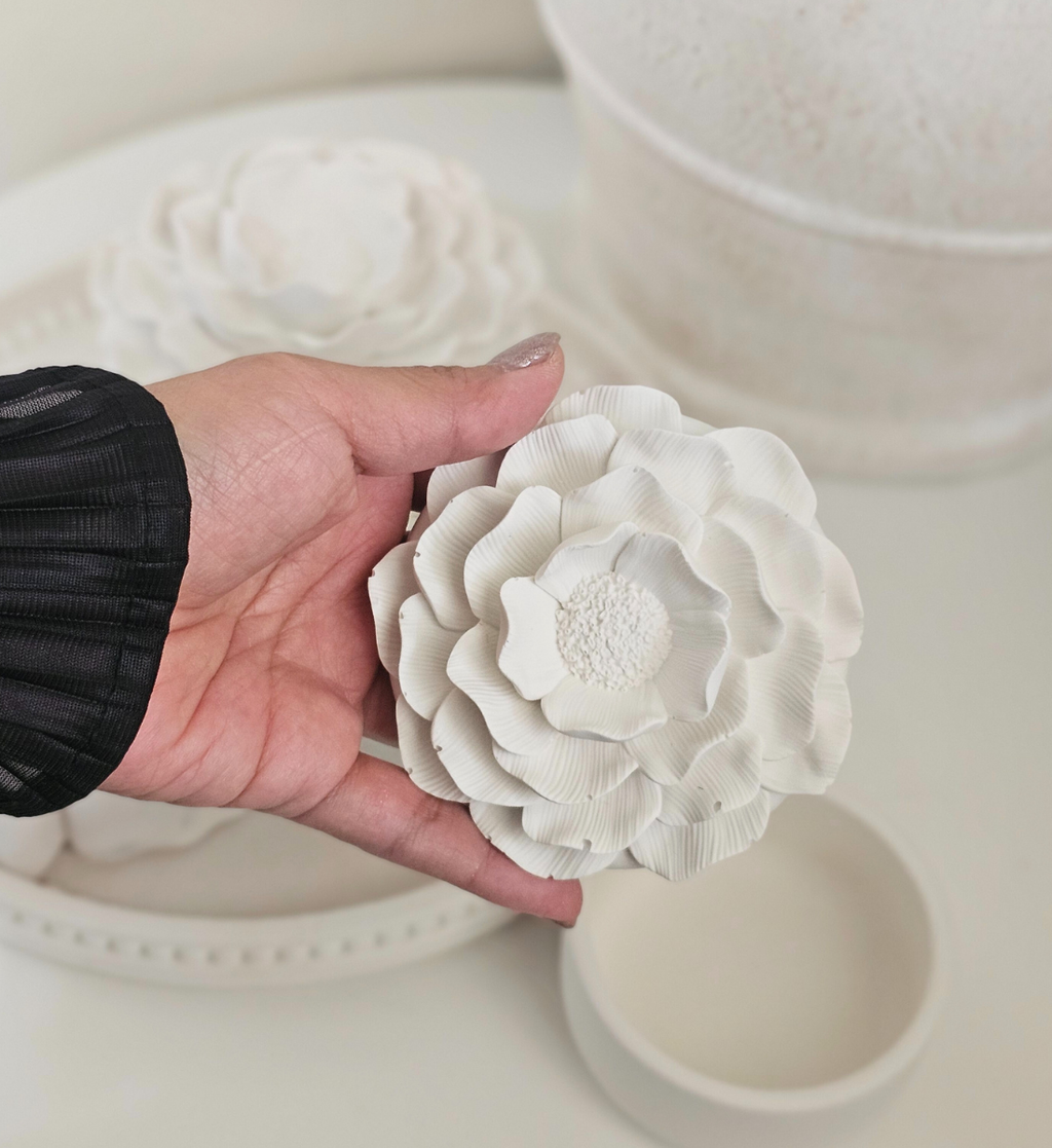 Hand-poured Marble Peony Jewelry Box Medium sz