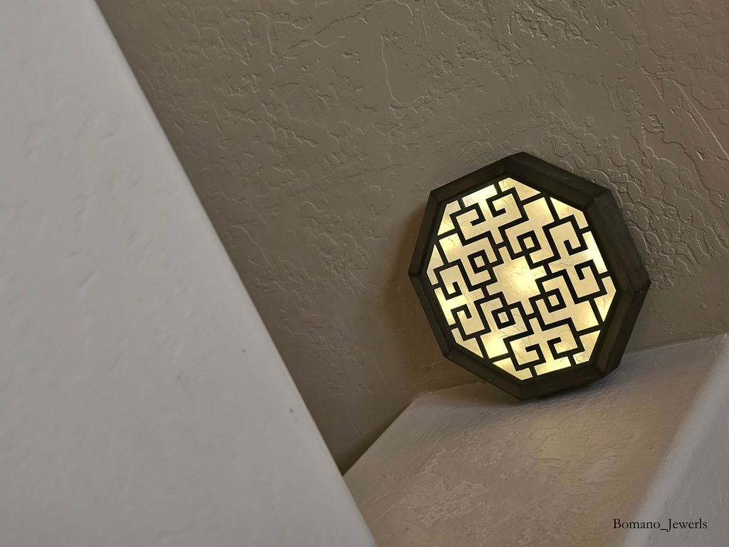 Bam Wood Octagon Wall Sconce Light Battery Operated