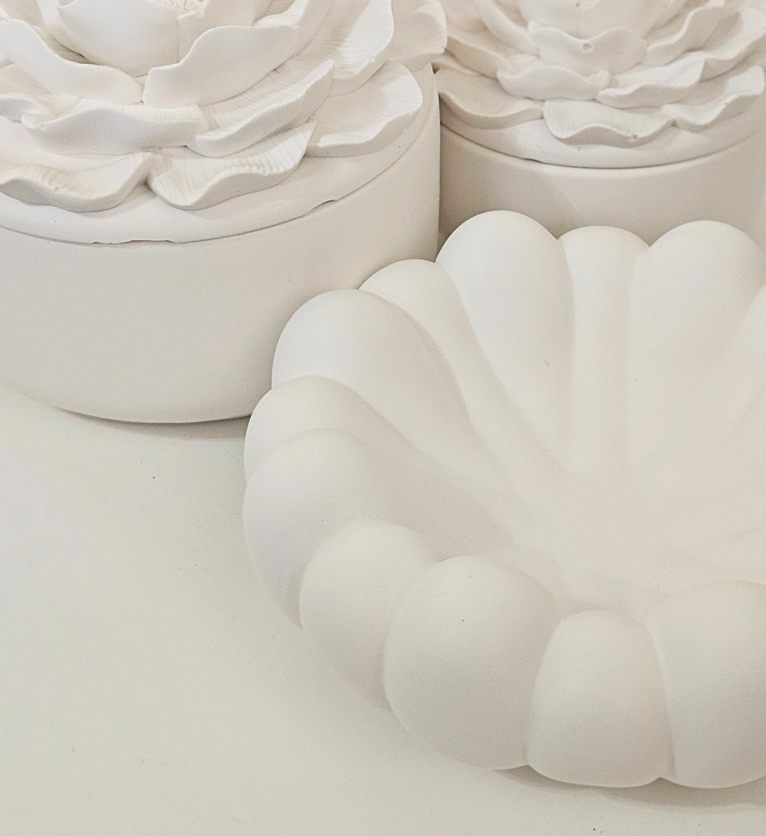 Hand-poured Scalloped Flower Bowl