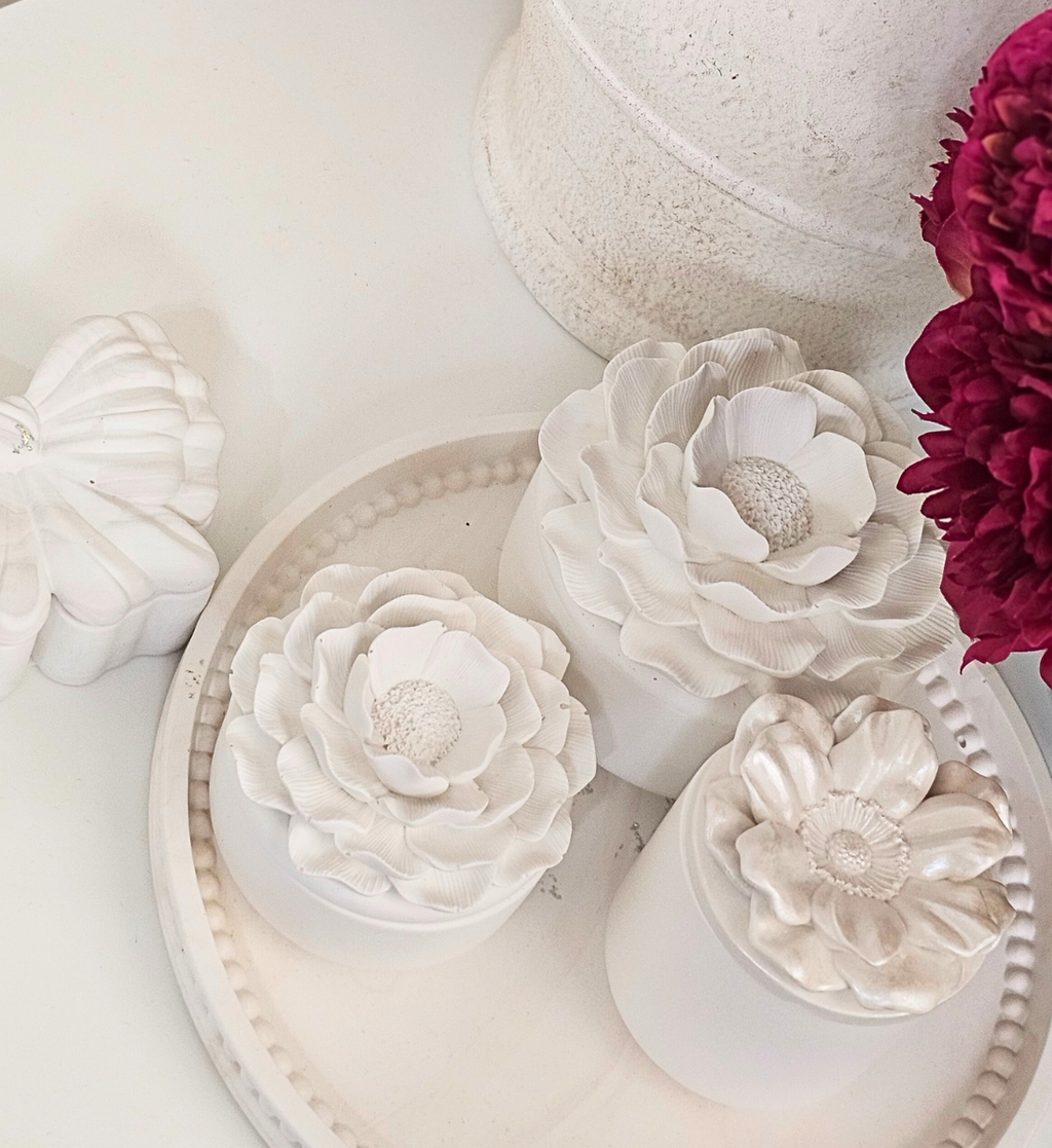 Hand-poured Marble Peony Jewelry Box Large sz