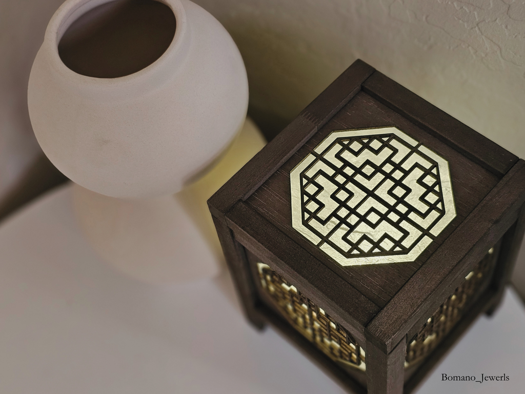 Bam Wood Shade Lantern Decor Lighting Bedroom USB Power