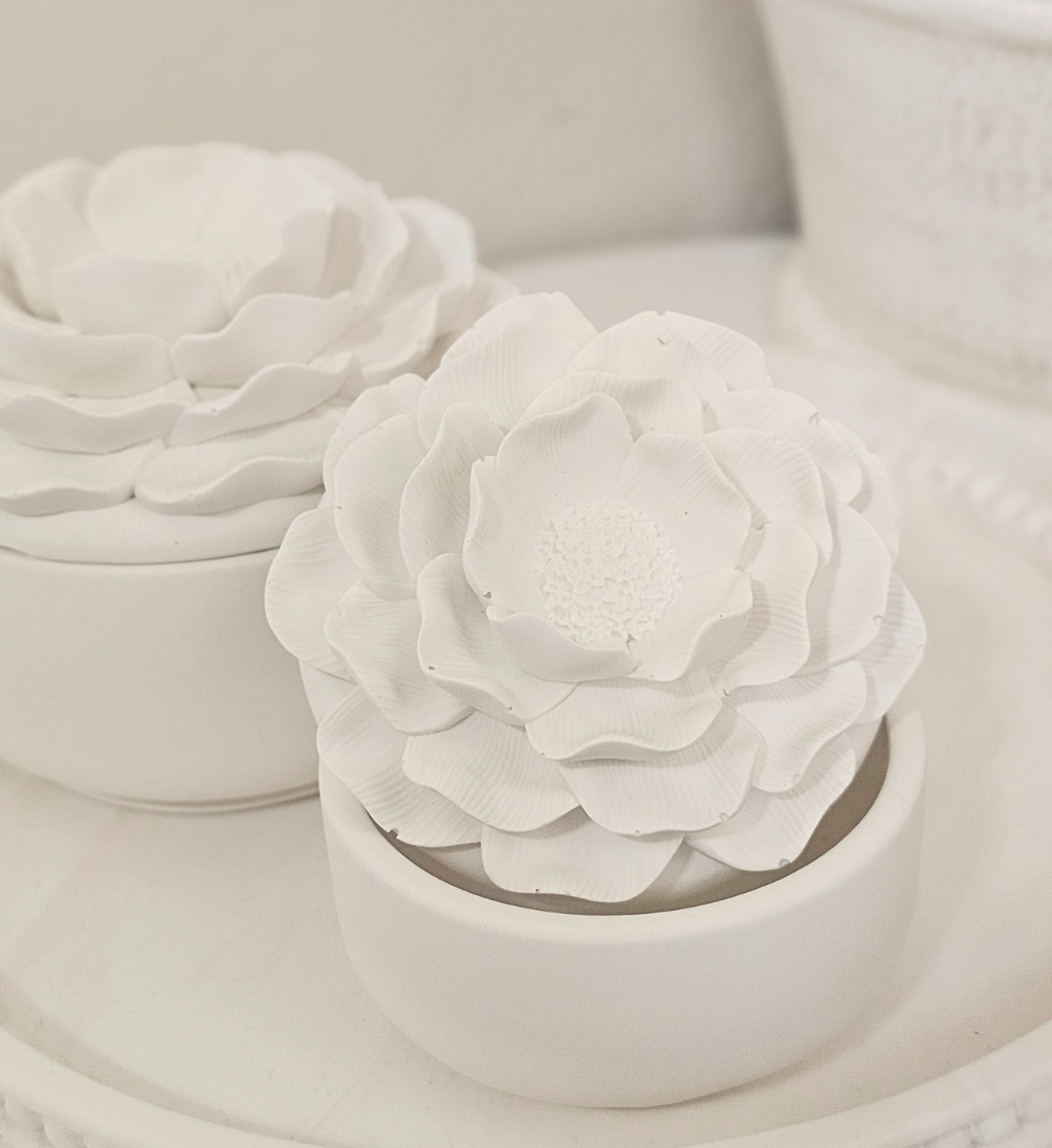 Hand-poured Marble Peony Jewelry Box Large sz