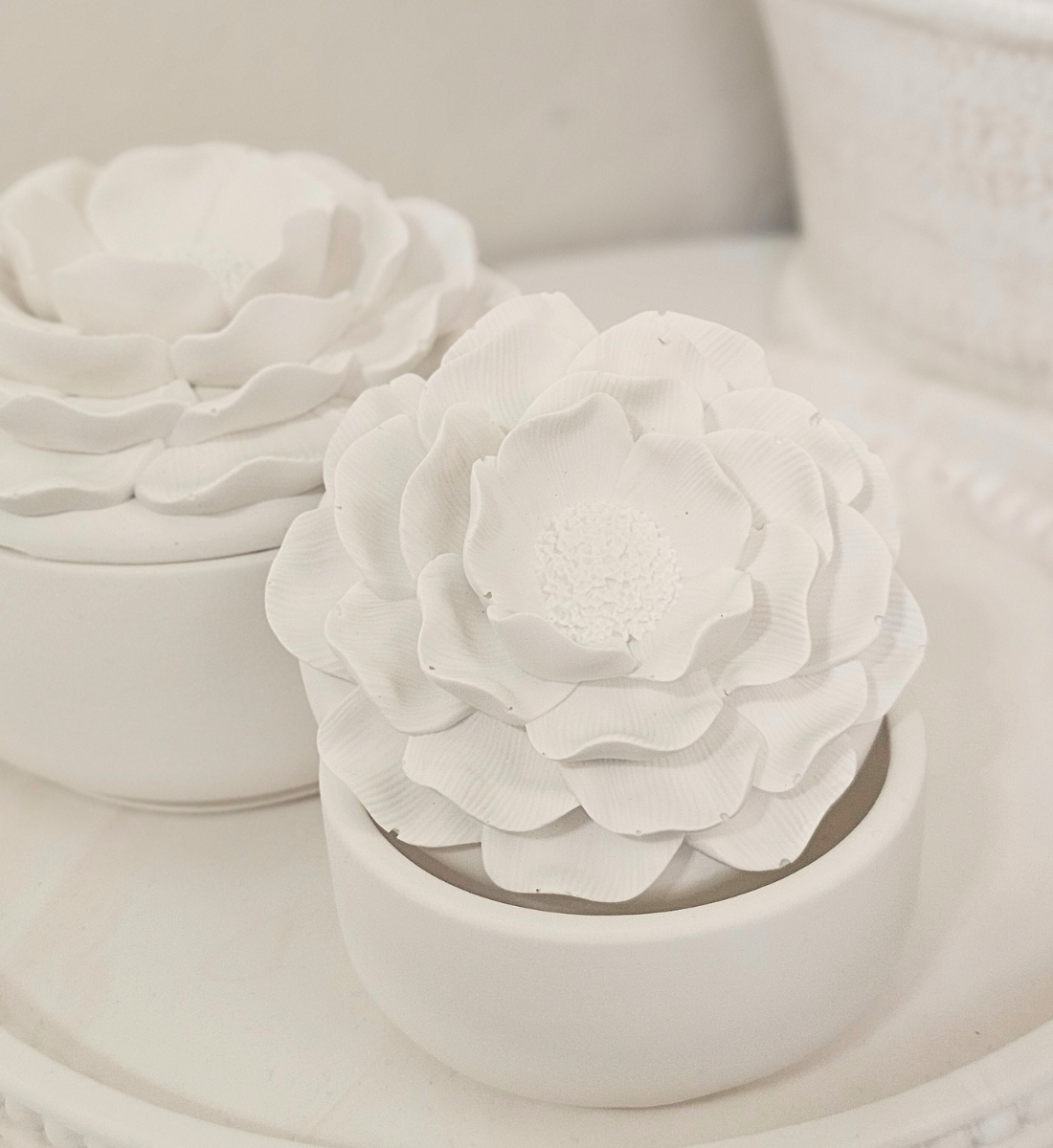 Hand-poured Marble Peony Jewelry Box Large sz