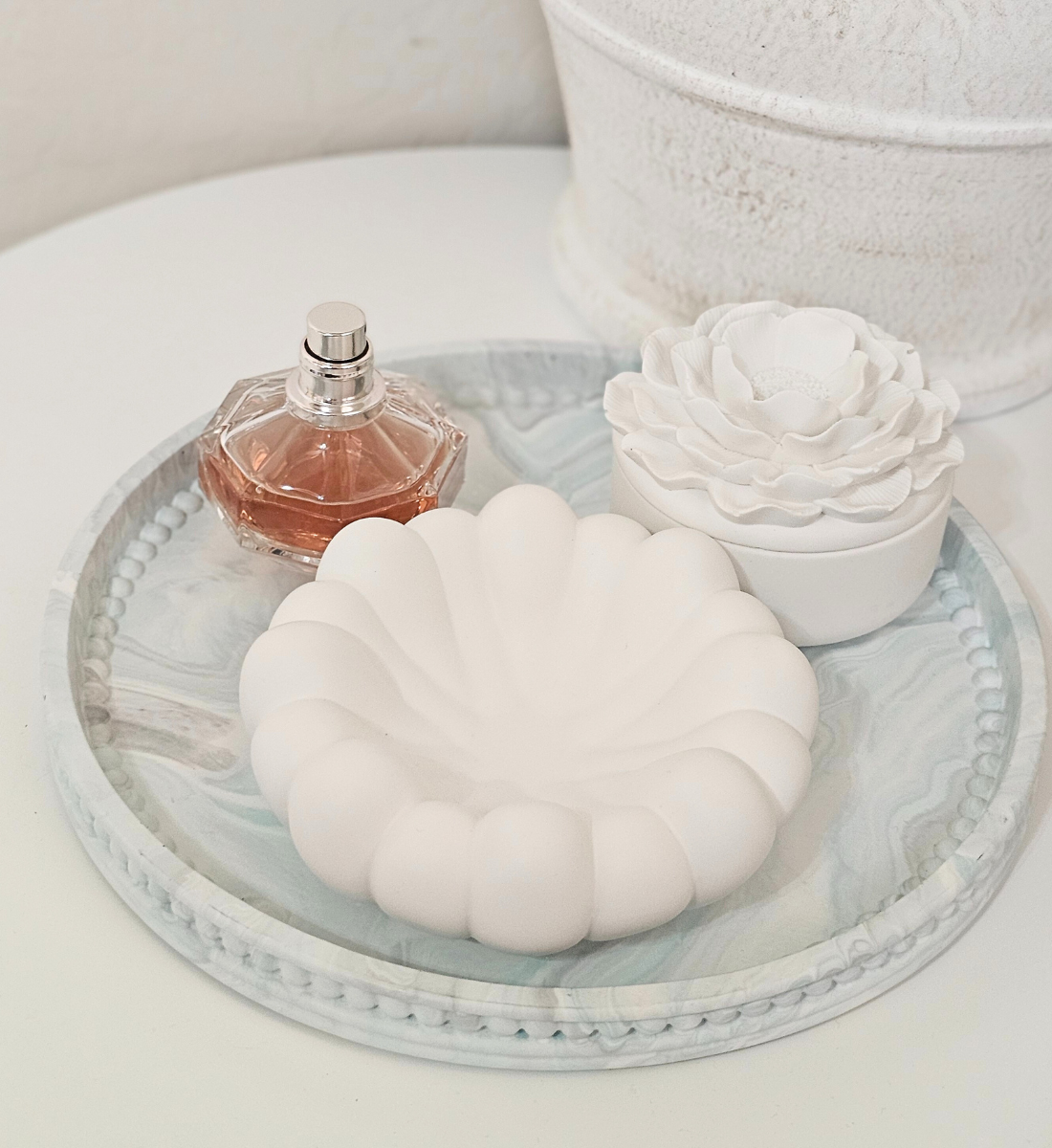 Hand-poured Scalloped Flower Bowl
