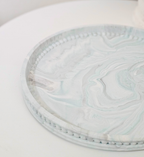 Hand-poured Marble Beaded Round Tray