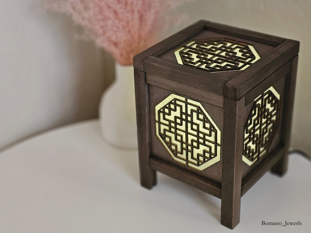 Bam Wood Shade Lantern Decor Lighting Bedroom USB Power