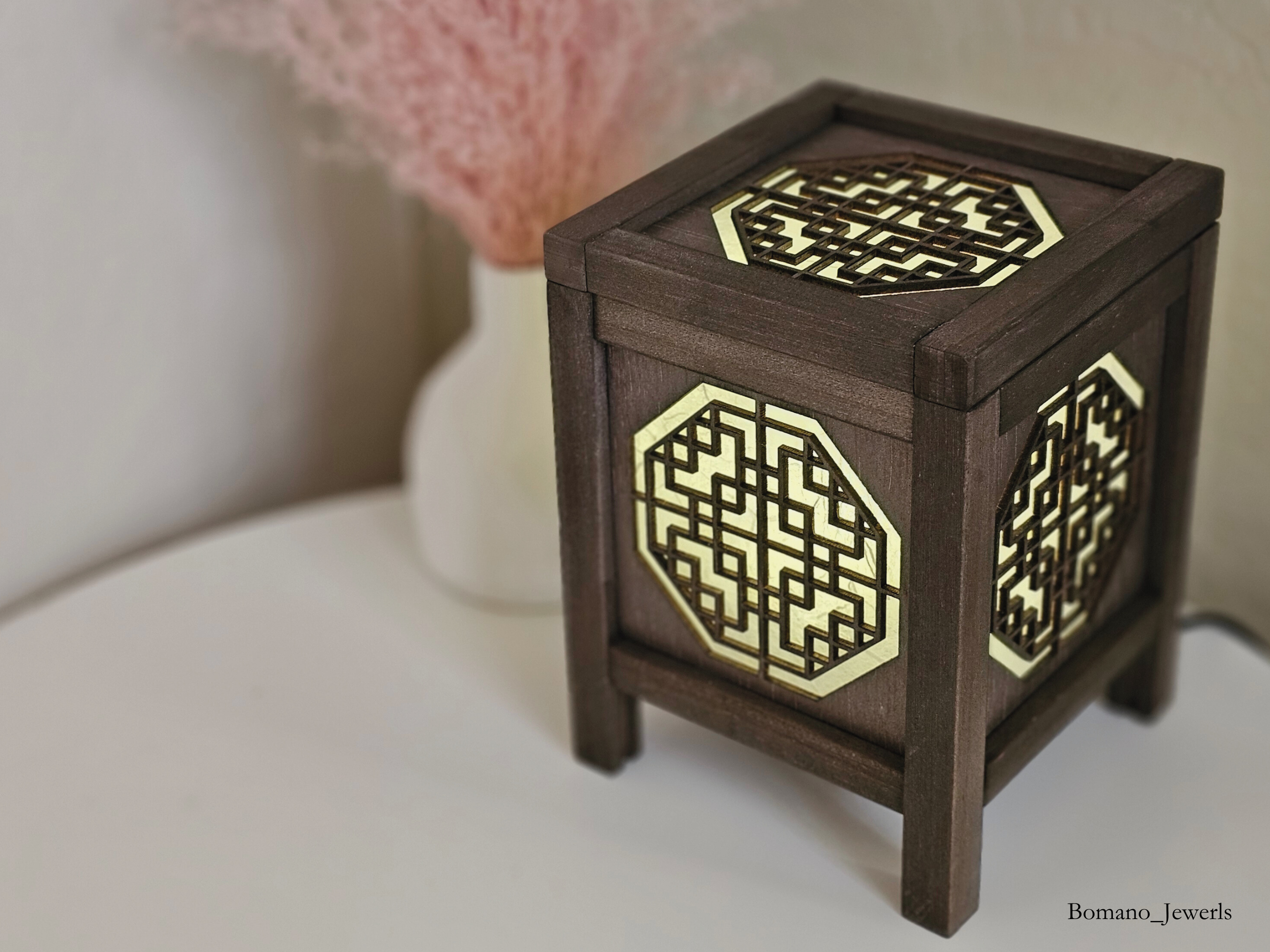 Bam Wood Shade Lantern Decor Lighting Bedroom USB Power