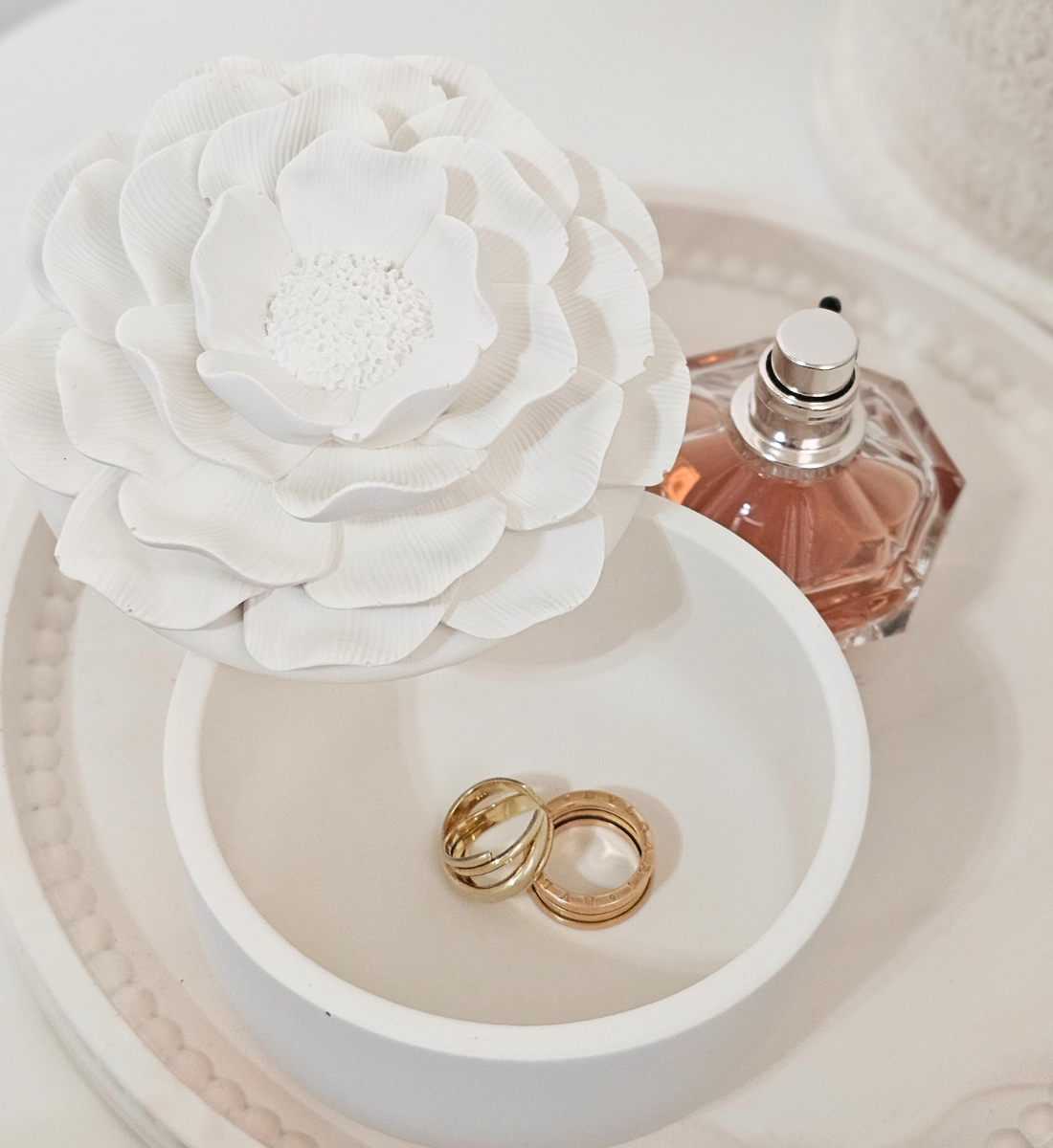 Hand-poured Marble Peony Jewelry Box Large sz