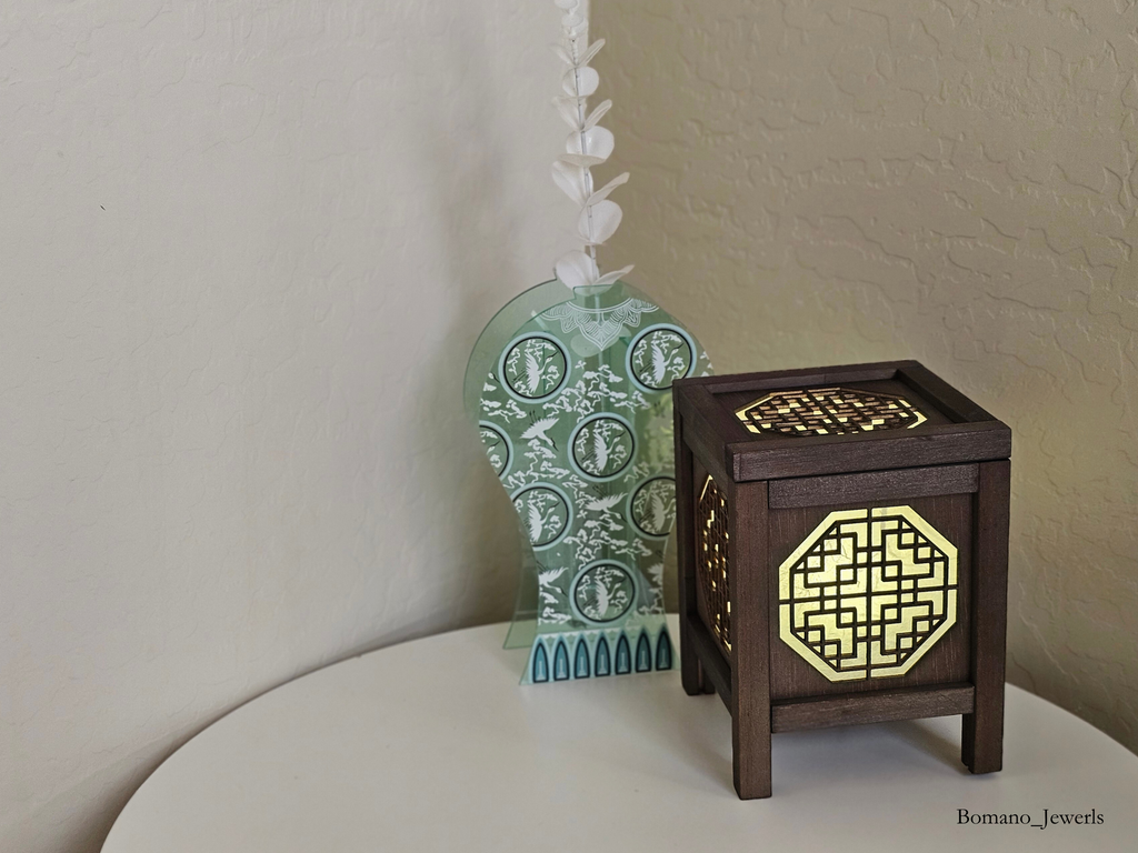 Bam Wood Shade Lantern Decor Lighting Bedroom USB Power