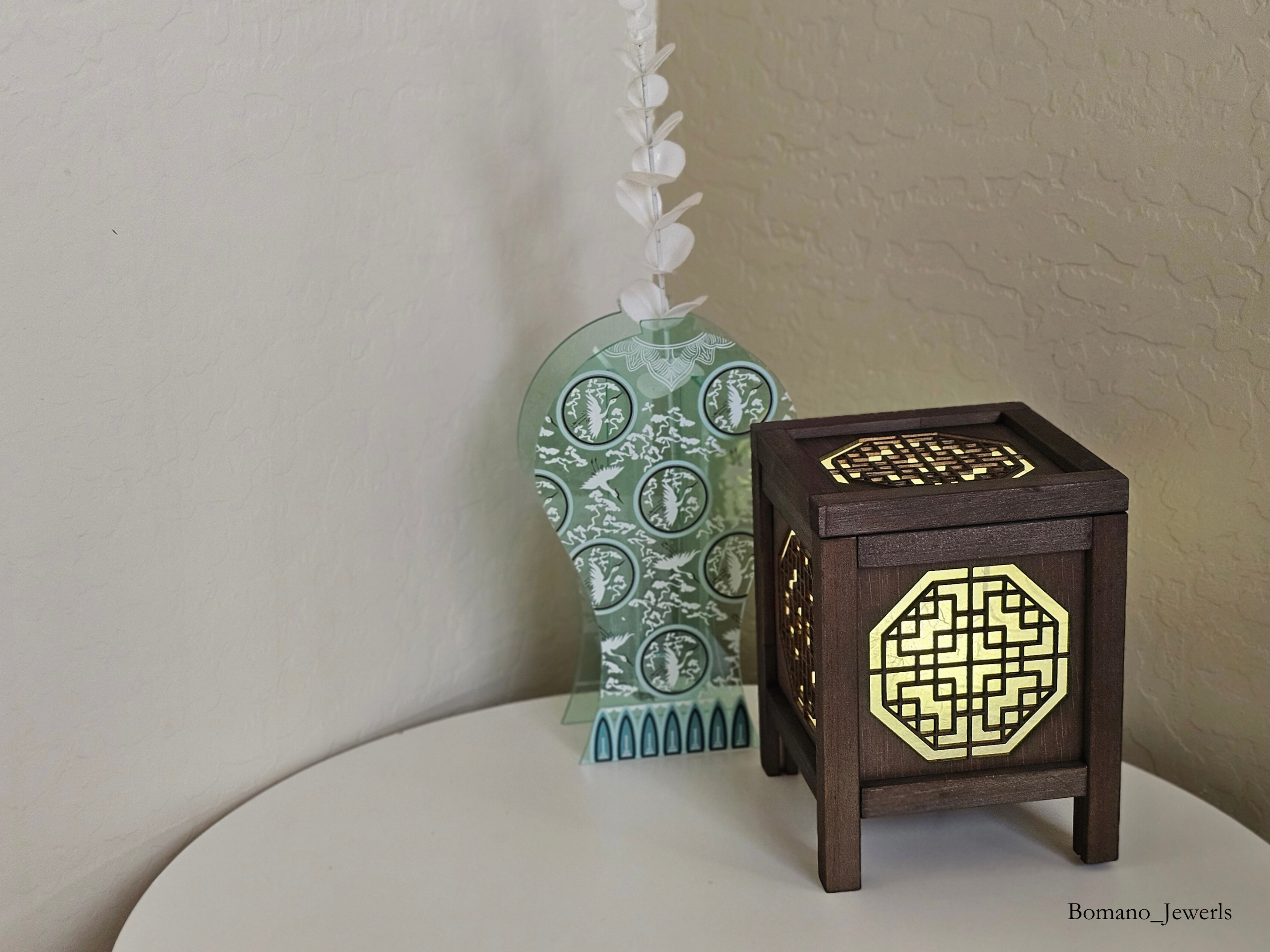 Bam Wood Shade Lantern Decor Lighting Bedroom USB Power