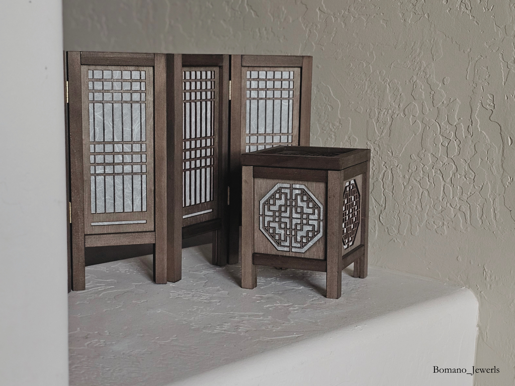 Bam Wood Shade Lantern Decor Lighting Bedroom USB Power