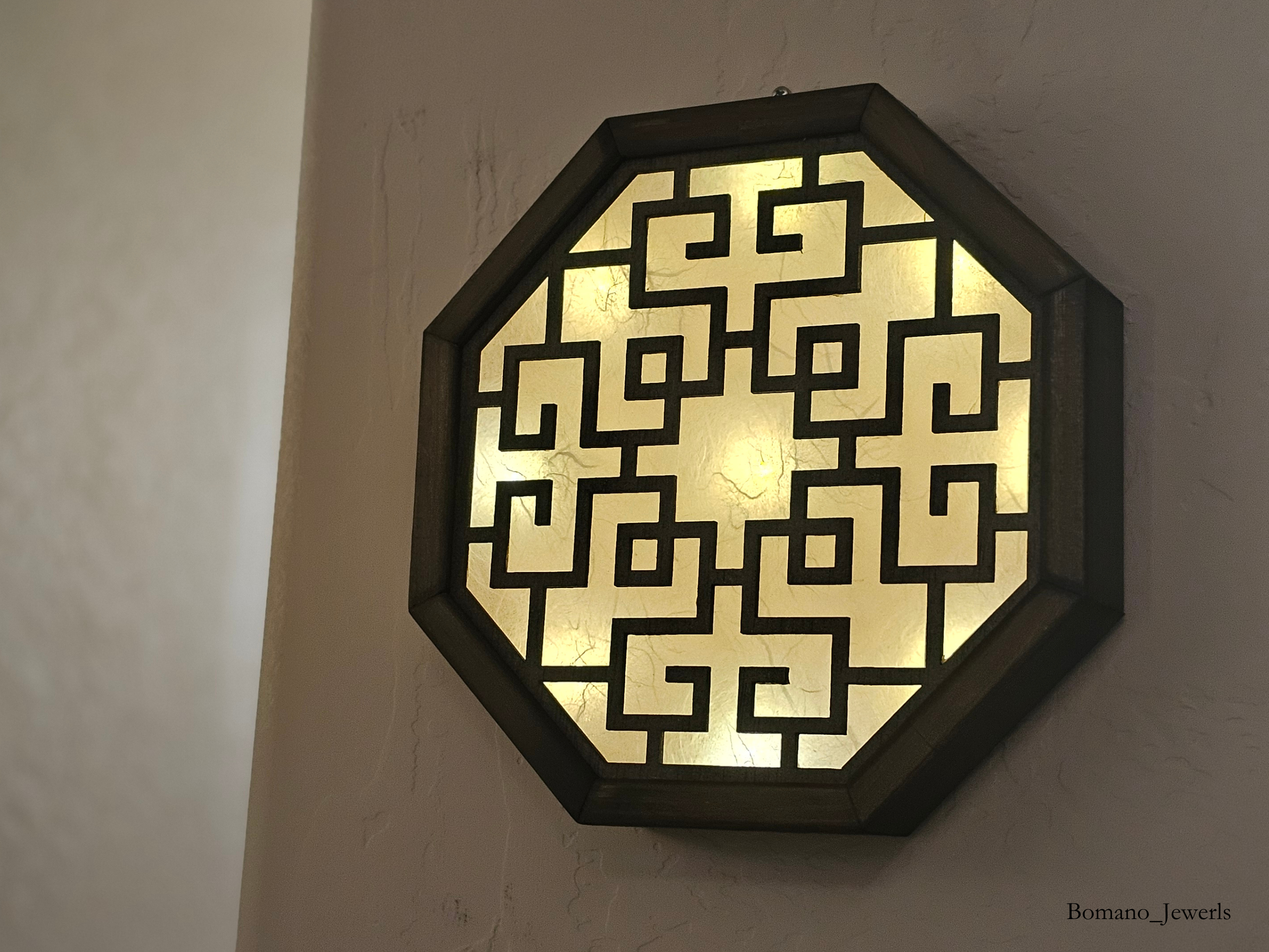 Bam Wood Octagon Wall Sconce Light Battery Operated