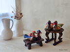 Duo Geese Wedding Gift Handcrafted Wooden Pair Couple Figurines
