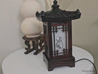 Mori Haus Wooden House Crafted Hanji Shade Lantern Accent Lamp