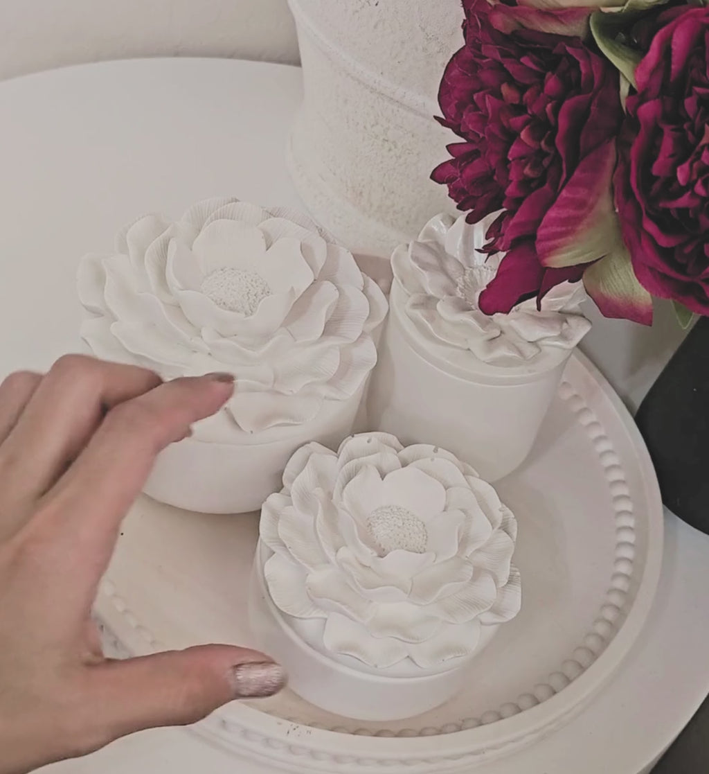 Hand-poured Marble Peony Jewelry Box Medium sz